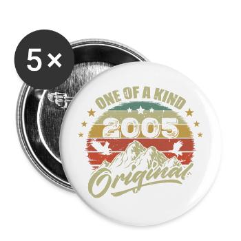 2005 Geburtstag Jahrgang 2005 Retro geboren im Jahr 2005 - Buttons groß 56 mm (5er Pack) - Weiß - Vorne