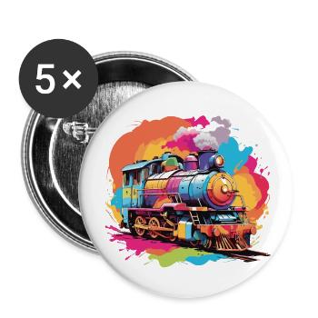 Petite locomotive jouet Locomotive colorée - Lot de 5 grands badges (56 mm) - blanc - Devant