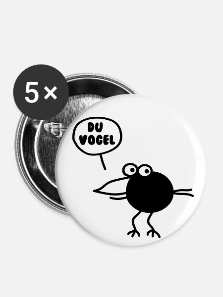 Du Vogel - Buttons groß 56 mm (5er Pack) - Weiß