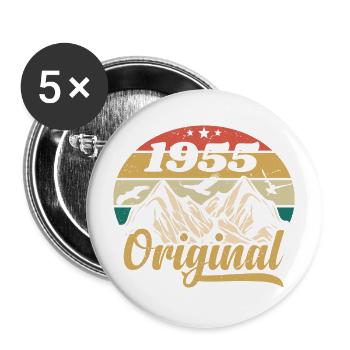 Original 1955 Vintage Anniversaire Cadeau 1955 - Lot de 5 grands badges (56 mm) - blanc - Devant