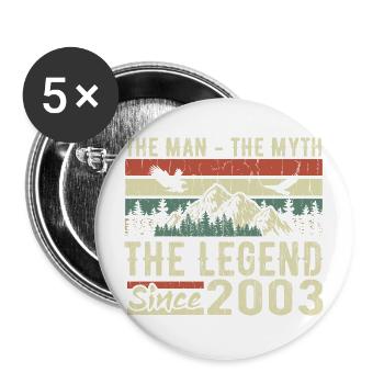 Retro 2003 Vintage - Cadeau D’anniversaire 2003 - Lot de 5 grands badges (56 mm) - blanc - Devant