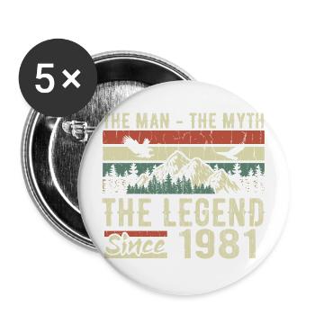 Retro 1981 Vintage - Cadeau D’anniversaire 1981 - Lot de 5 grands badges (56 mm) - blanc - Devant