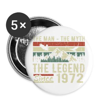 Retro 1972 Vintage - 1972 Geburtstagsgeschenk - Buttons groß 56 mm (5er Pack) - Weiß - Vorne