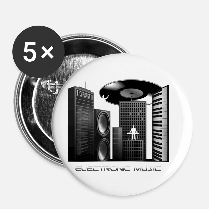 Electronic Music 3 - Gift - Buttons large 2.2''/56 mm (5-pack) - white