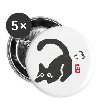 Fart cat - Buttons large 2.2''/56 mm (5-pack) - white - Front