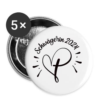 Schwägerin 2024 Hochzeit Schwaegerin Schwägerinnen - Buttons groß 56 mm (5er Pack) - Weiß - Vorne