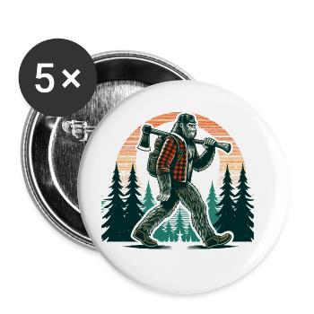 Lumberjack Forester Bigfoot - Buttons large 2.2''/56 mm (5-pack) - white - Front