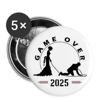 Game Over 2025 Mariage - Lot de 5 grands badges (56 mm) - blanc - Devant