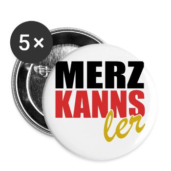 Merz kanns - Kanzler - Kanzlerkandidat - Buttons groß 56 mm (5er Pack) - Weiß - Vorne