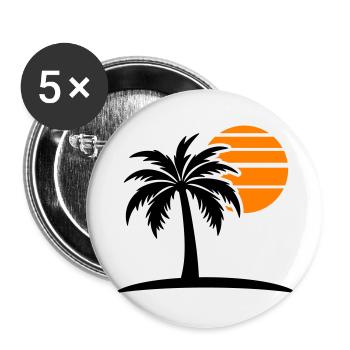 Palm Tree Sun Island - Lot de 5 grands badges (56 mm) - blanc - Devant