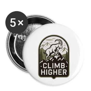Climb Higher – Motif extérieur de la chèvre de montagne - Lot de 5 grands badges (56 mm) - blanc - Devant