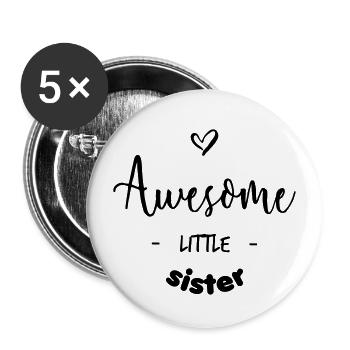 Awesome Little Sister - Buttons groß 56 mm (5er Pack) - Weiß - Vorne