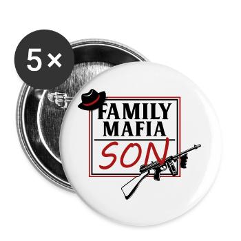 Mafia Familie Sohn - Buttons groß 56 mm (5er Pack) - Weiß - Vorne