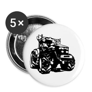Traktor - Buttons groß 56 mm (5er Pack) - Weiß - Vorne