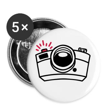 Photo camera drawing for avid photographers - Buttons large 2.2''/56 mm (5-pack) - white - Front