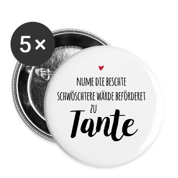 Schweizerdeutsch Beste Schwestern werden Tante - Buttons groß 56 mm (5er Pack) - Weiß - Vorne