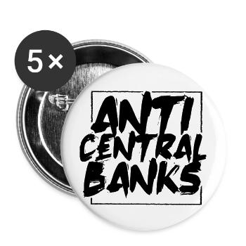 Against Central Banks Central Bank Printing Money - Buttons large 2.2''/56 mm (5-pack) - white - Front