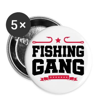 pêche en cours - Lot de 5 grands badges (56 mm) - blanc - Devant
