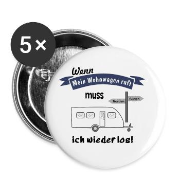 mein wohnwagen ruft - Buttons groß 56 mm (5er Pack) - Weiß - Vorne