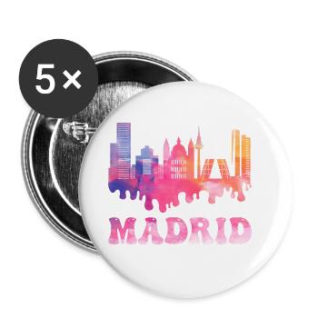 Madrid Espagne City Skyline Splash Vacances colorées - Lot de 5 grands badges (56 mm) - blanc - Devant