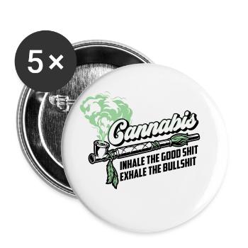 Les couleurs peuvent être modifiées | Cannanis Inhale Exhale - Lot de 5 grands badges (56 mm) - blanc - Devant