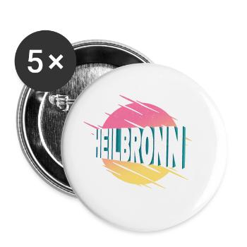 Heilbronn Allemagne City Font Vintage Rétro - Lot de 5 grands badges (56 mm) - blanc - Devant