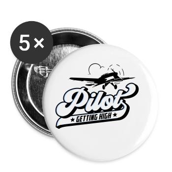 Fliegen Flieger Pilot Pilotin | Farben änderbar - Buttons groß 56 mm (5er Pack) - Weiß - Vorne