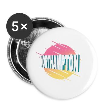 Northampton England United Kingdom City Font - Buttons large 2.2''/56 mm (5-pack) - white - Front