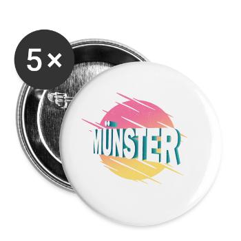 Münster Deutschland Stadt Schrift Vintage Retro - Buttons groß 56 mm (5er Pack) - Weiß - Vorne