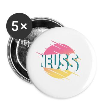 Neuss Allemagne City Font Vintage Rétro - Lot de 5 grands badges (56 mm) - blanc - Devant