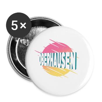 Oberhausen Allemagne City Font Vintage Rétro - Lot de 5 grands badges (56 mm) - blanc - Devant