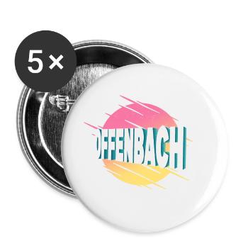 Offenbach Deutschland Stadt Schrift Vintage Retro - Buttons groß 56 mm (5er Pack) - Weiß - Vorne