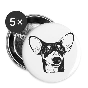 Podenco Mix - Buttons groß 56 mm (5er Pack) - Weiß - Vorne