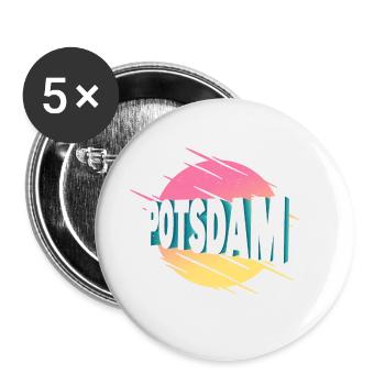 Potsdam Deutschland Stadt Schrift Vintage Retro - Buttons groß 56 mm (5er Pack) - Weiß - Vorne