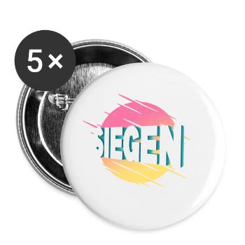 Siegen Deutschland Stadt Schrift Vintage Retro - Buttons groß 56 mm (5er Pack) - Weiß - Vorne