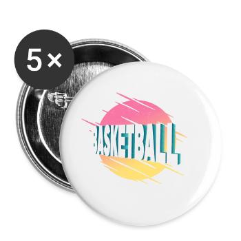 Basketball Basketballer Sport Vintage Retro - Buttons large 2.2''/56 mm (5-pack) - white - Front