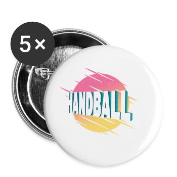 Handball Handball Player Handball Player Vintage Retro - Lot de 5 grands badges (56 mm) - blanc - Devant