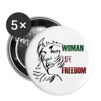 Woman life Freedom Frauenrechte Hoodie - Buttons groß 56 mm (5er Pack) - Weiß - Vorne