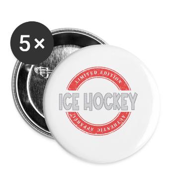 Eishockey Eishockeyspieler Schrift Vintage Retro - Buttons groß 56 mm (5er Pack) - Weiß - Vorne