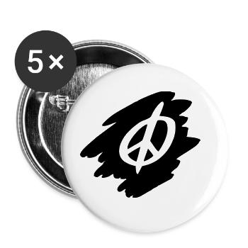 Peace Zeichen Zeichnung Frieden Skizze schwarz - Buttons groß 56 mm (5er Pack) - Weiß - Vorne
