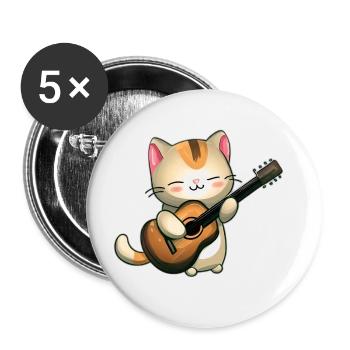 Chat faisant de la musique - Lot de 5 grands badges (56 mm) - blanc - Devant