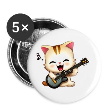 Chat faisant de la musique - Lot de 5 grands badges (56 mm) - blanc - Devant