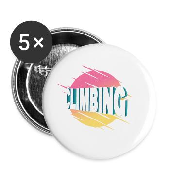 Klettern Kletterer Berge Bergsteigen Vintage Retro - Buttons groß 56 mm (5er Pack) - Weiß - Vorne