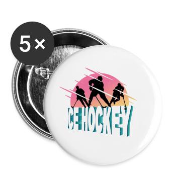 Eishockey Spieler Sport Fan Team Vintage Retro - Buttons groß 56 mm (5er Pack) - Weiß - Vorne