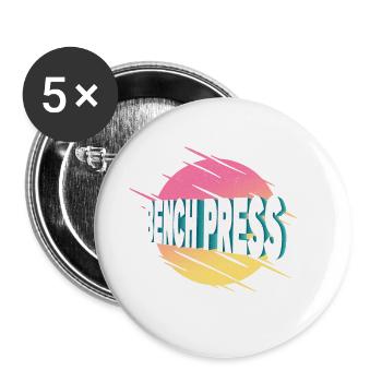 bench press, weightlifting, weight training, fitness, strong - Buttons large 2.2''/56 mm (5-pack) - white - Front