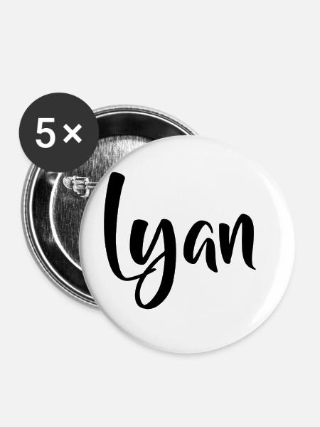 Vorname Lyan - Buttons groß 56 mm (5er Pack) - Weiß