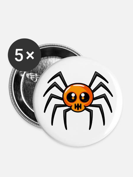 Süße Halloween Spinne - Buttons groß 56 mm (5er Pack) - Weiß