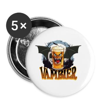 Vambier Vampire Bière Halloween Party Drôle Costume - Lot de 5 grands badges (56 mm) - blanc - Devant