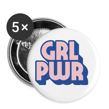 Girl Power - Buttons groß 56 mm (5er Pack) - Weiß - Vorne