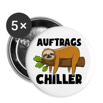 Faultier - Auftrags Chiller - Faulenzen Geschenk - Buttons groß 56 mm (5er Pack) - Weiß - Vorne